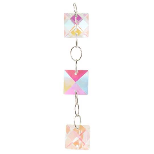 12 Pack: Crystal Aurora Borealis Square Glass Beads, 20mm by Bead Landing™